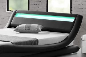 Estructura de cama de Imitación con LED integrados 140 x 190 cm zoom Negro