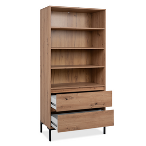Cómoda de madera con estantes y cajones diseño fondo blanco perfil abierto Concept-U