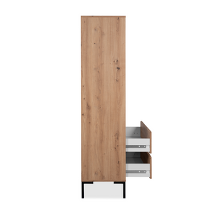 Cómoda de madera con estantes y cajones diseño perfil abierto fondo blanco Concept-U