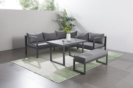 Conjunto de muebles de jardín de 6 plazas en gris ambiente Marbella concept u