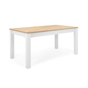 Mesa de comedor de madera Skadar y blanca - fondo blanco 2