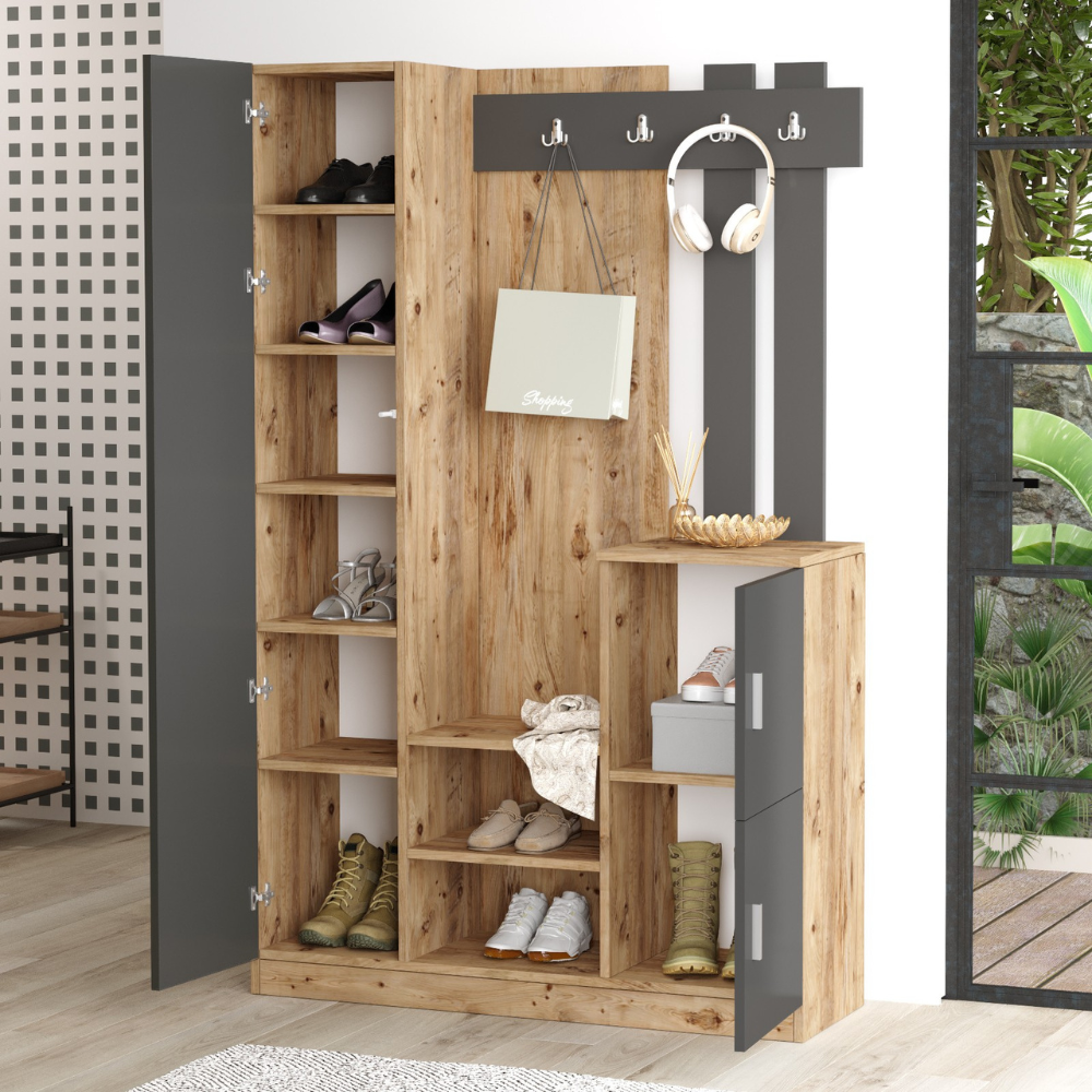 Mueble De Entrada Anka En Dise o Madera Y Antracita Concept U mueble-de-entrada-anka-en-dise-o-madera-y-antracita-concept-u
