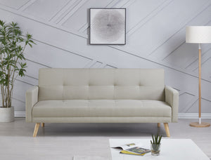 Sofá de estilo escandinavo convertible beige de 3 plazas