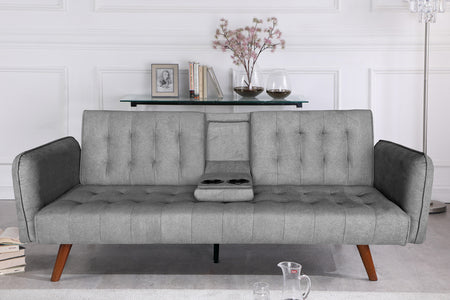 Sofá cama de 3 plazas con mesa plegable en color gris inverness concept u