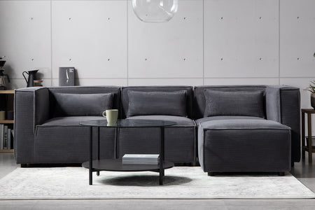 Sofá modular de 3 plazas en pana - gris antracita ambiente concept u