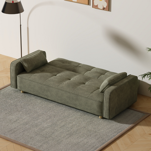 Sofa convertible escandinavo en pana verde 