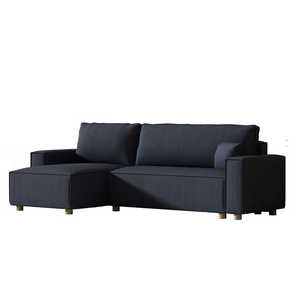 sofa esquinero en pana azul convertible cosy - fondo blanco 1