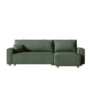 sofa esquinero en pana verde convertible cosy  - fondo bianco 1