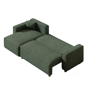 sofa esquinero en pana verde convertible cosy  - fondo bianco 4
