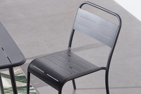 Juego de 4 sillas en acero Bérgame gris oscuro