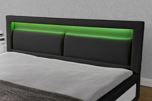 Estructura de cama Negro de imitación con LED integrados - 140 x 190 cm