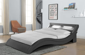 Estructura de cama de imitación con LED integrados 140 x 190 cm Gris