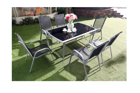 Conjunto de mesa de aluminio + 6 sillas de acero