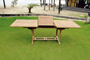 Mesa de jardín rectangular de madera maciza, mesa de jardín de teca de 8 plazas Kajang