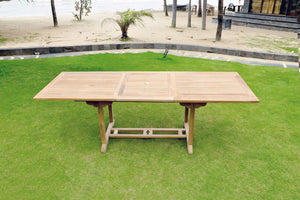 Mesa de jardín rectangular de madera maciza, mesa de jardín de teca de 8 plazas