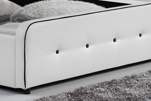 Estructura de cama acolchada Blanco con canapé integrado -160 x 200 cm