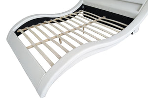 Estructura de cama 160 x 200 cm de imitación con LED integrados Blanco
