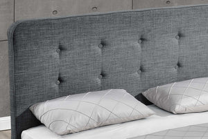 Estructura de cama Gris oscuro de estilo escandinavo con patas de madera - 160 x 202