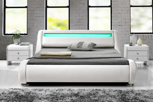 Estructura de cama de Imitación 160 x 190 cm con LED integrados Blanco