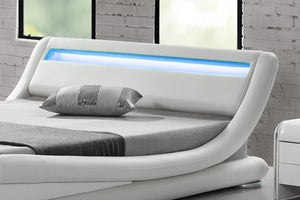 Estructura de cama de Imitación con LED integrados 160 x 190 cm zoom Blanco