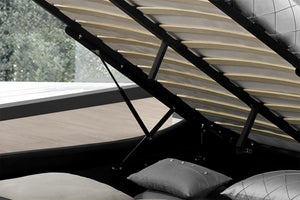 Estructura de cama de imitación con canapé y LED integrados 140 x 190 cm zoom 3 Negro