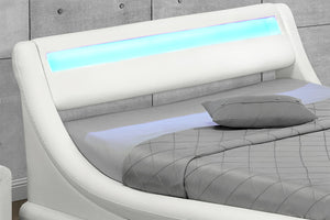 Estructura de cama de imitación con canapé y LED integrados 140 x 190 cm zoom 1 Blanco