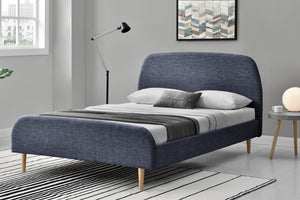 Estructura de cama de estilo escandinavo con patas de madera - Gris oscuro - 140 x 190 cm