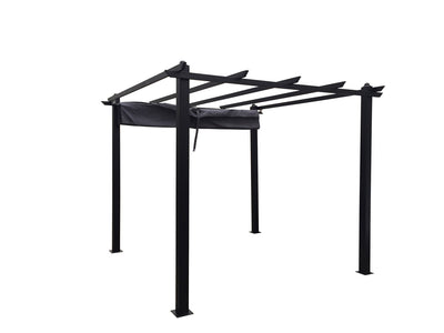 Cenador autoportante gris 3x3 m con estructura de aluminio y lona de poliéster Regia sobre fondo blanco