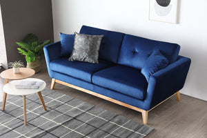 Sofá de estilo escandinavo terciopelo Hoga Azul zoom 3