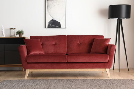 Sofá de estilo escandinavo terciopelo Hoga Rojo zoom 3