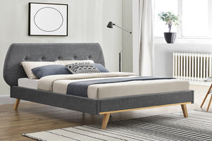Estructura de cama escandinava 140x190 cm Lulea gris con patas de madera