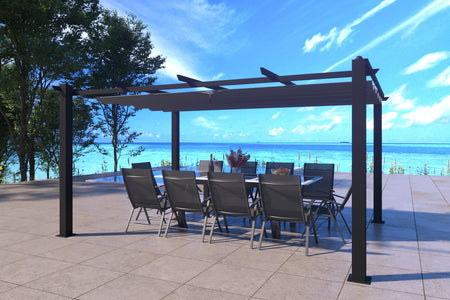 Pérgola autoportante de 12 m² con lona retráctil