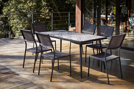 Conjunto de jardín de cerámica y patas de metal