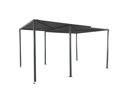 Pérgola retráctil con ruedas gris oscuro y gris topo Gibara