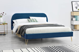 Estructura de cama de terciopelo Azul de 140