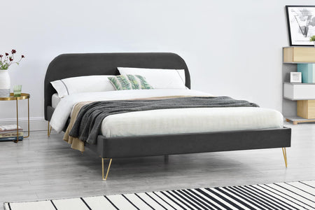 Estructura de cama de terciopelo de 160 Gris