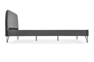 Estructura de cama de terciopelo gris y patas negras de 160 zoom 2