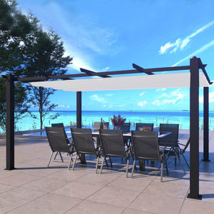 Pérgola exenta de 12 m², estructura de aluminio y tejido de poliéster