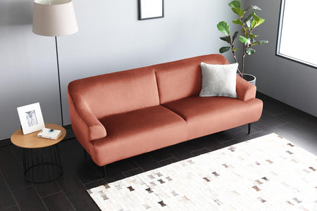 Sofá de terciopelo 3 plazas Ottawa Rosa coral
