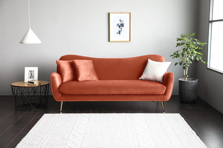Sofá de terciopelo Marion 3 plazas Rosa Coral