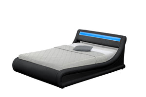 Estructura de cama de imitación con canapé y LED integrados 140 x 190 cm sobre fondo blanc Negro