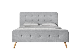 Estructura de cama de estilo escandinavo con patas de madera - 160 x 200 - Gris claro