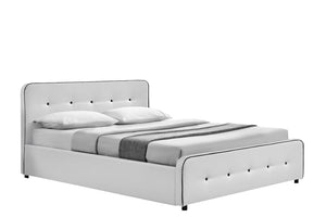 Estructura de cama acolchada con canapé integrado -160 x 200 cm - Blanco