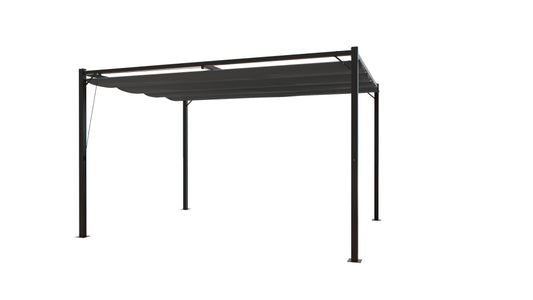 Cenador autoportante de 4x3 m con lona de poliéster sobre fondo blanco Gris