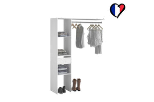 Vestidor 3 estantes + 1 cajón + 1 armario de diseño Elysée fundo blanco