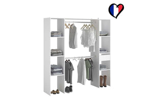 Vestidor funcional 6 estantes + 1 cajón + 2 armarios Elysée blanco