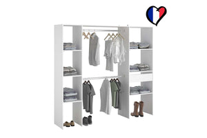 Vestidor de diseño blanco 6 estantes + 1 cajón + 2 armarios Elysée