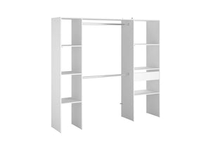 Vestidor Elysée de diseño blanco 6 estantes + 1 cajón + 2 armarios