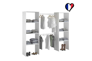 Vestidor blanco de diseño con 6 estantes + 2 armarios Elysée