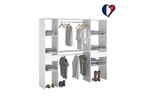 Vestidor 2 armarios + 6 estantes + 2 cajones diseño Elysée blanco